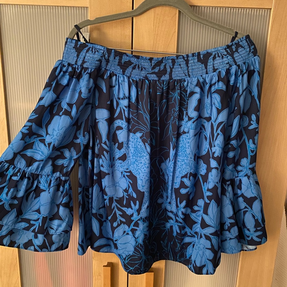 Lilly Pulitzer Blue Floral Off-Shoulder Top